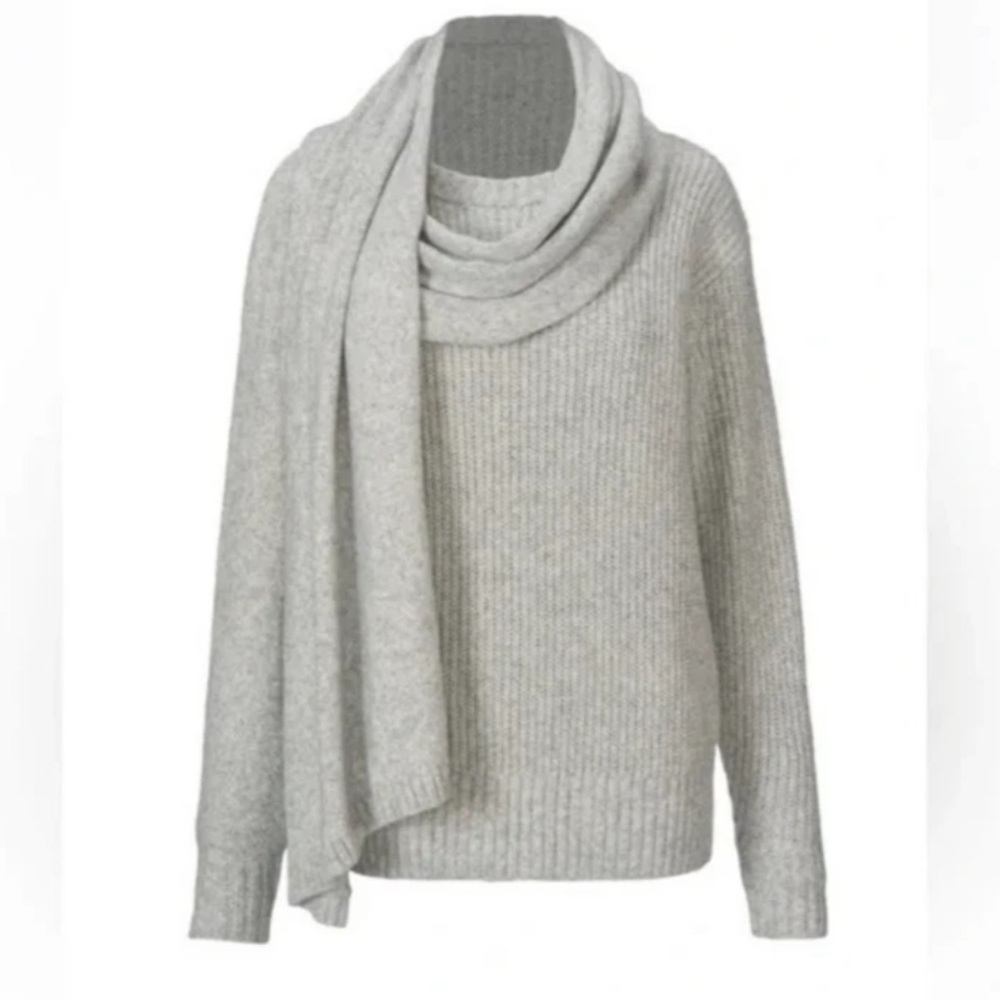Cabi Sweater Wrap Pullover #4417 Scarf Knit Top Gray Size M Medium CAbi